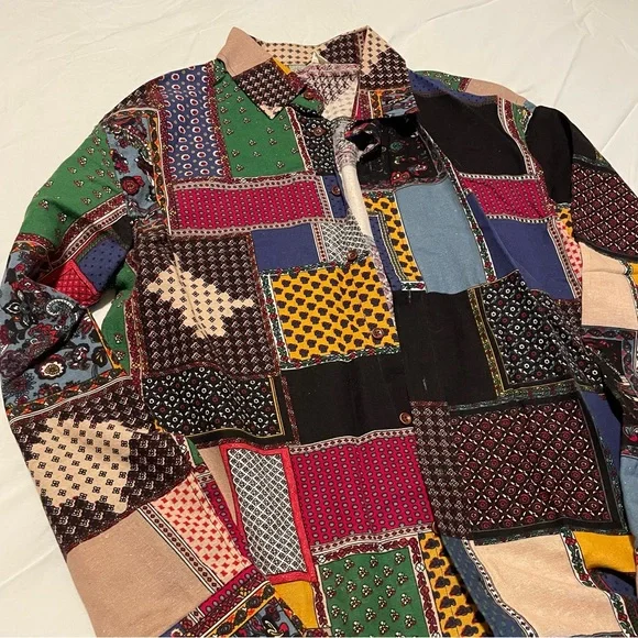 Colorful Patchwork Button-Up Shirt - Picture 2 of 4